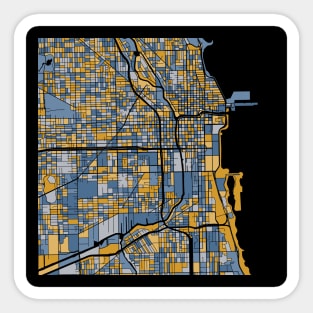Chicago Map Pattern in Blue & Gold Sticker